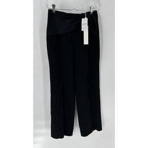 NWT Jonathan Simkhai Pants Womens 0 XS Black Satin Trousers Slacks High Rise